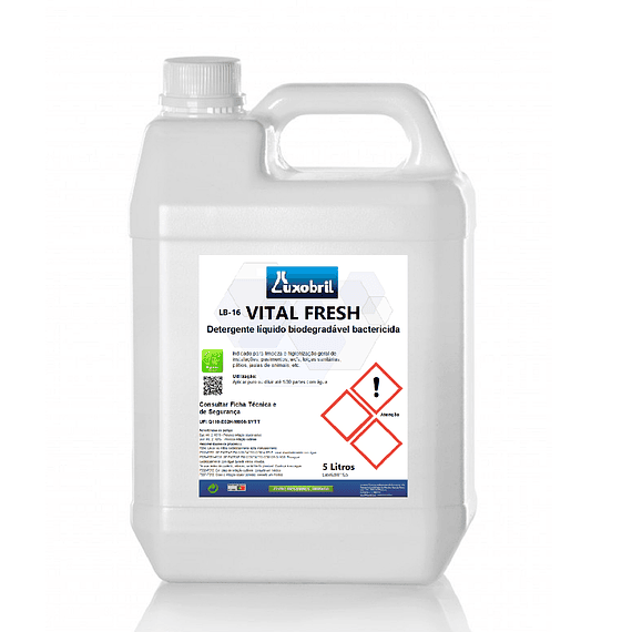 LB-16 VITAL FRESH  - Detergente líquido biodegradável com acção bactericida. - 5 Litros