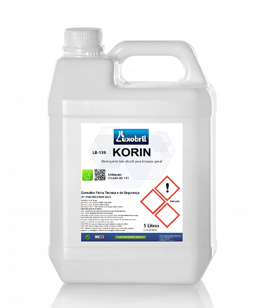 LB-139 KORIN - Detergente bio-álcool para limpeza geral. - 5 Litros