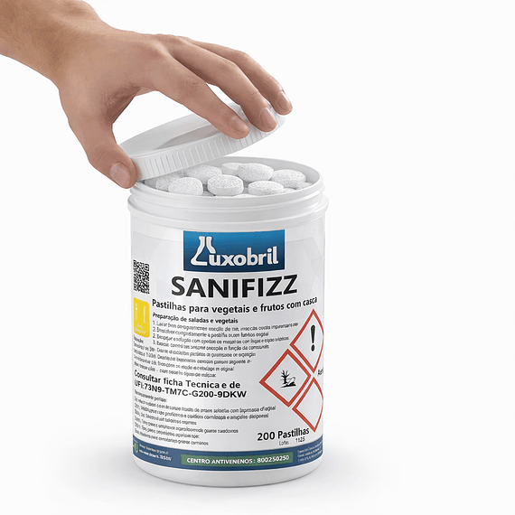 LB-010 SANIFIZZ - Pastilhas efervescentes para vegetais e frutos com casca -1 Kg - 200 pastilhas