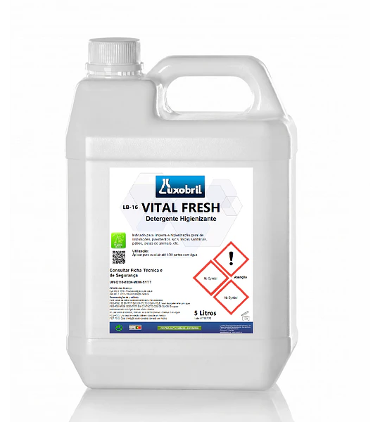 LB-16 VITAL FRESH  - Detergente líquido biodegradável com ação higienizante. - 5 Litros