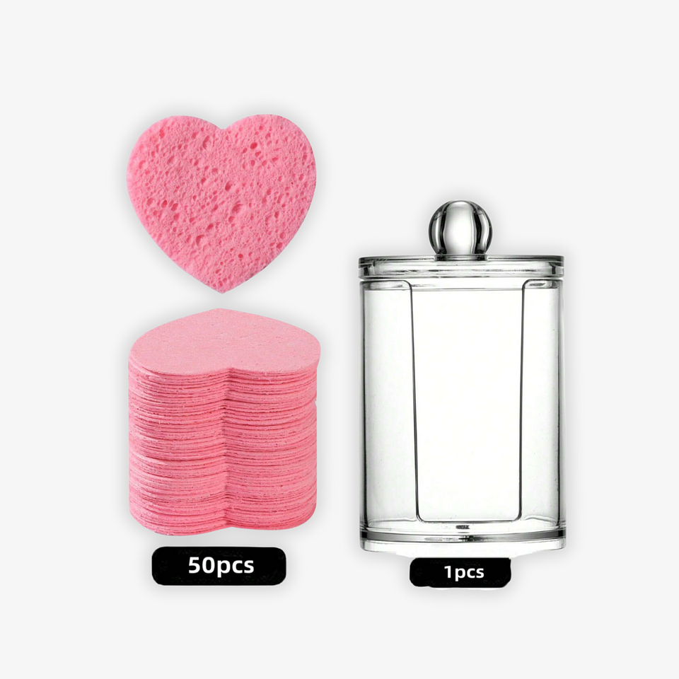 Esponjas x50 Limpieza Facial Comprimida En Forma De Corazón  4