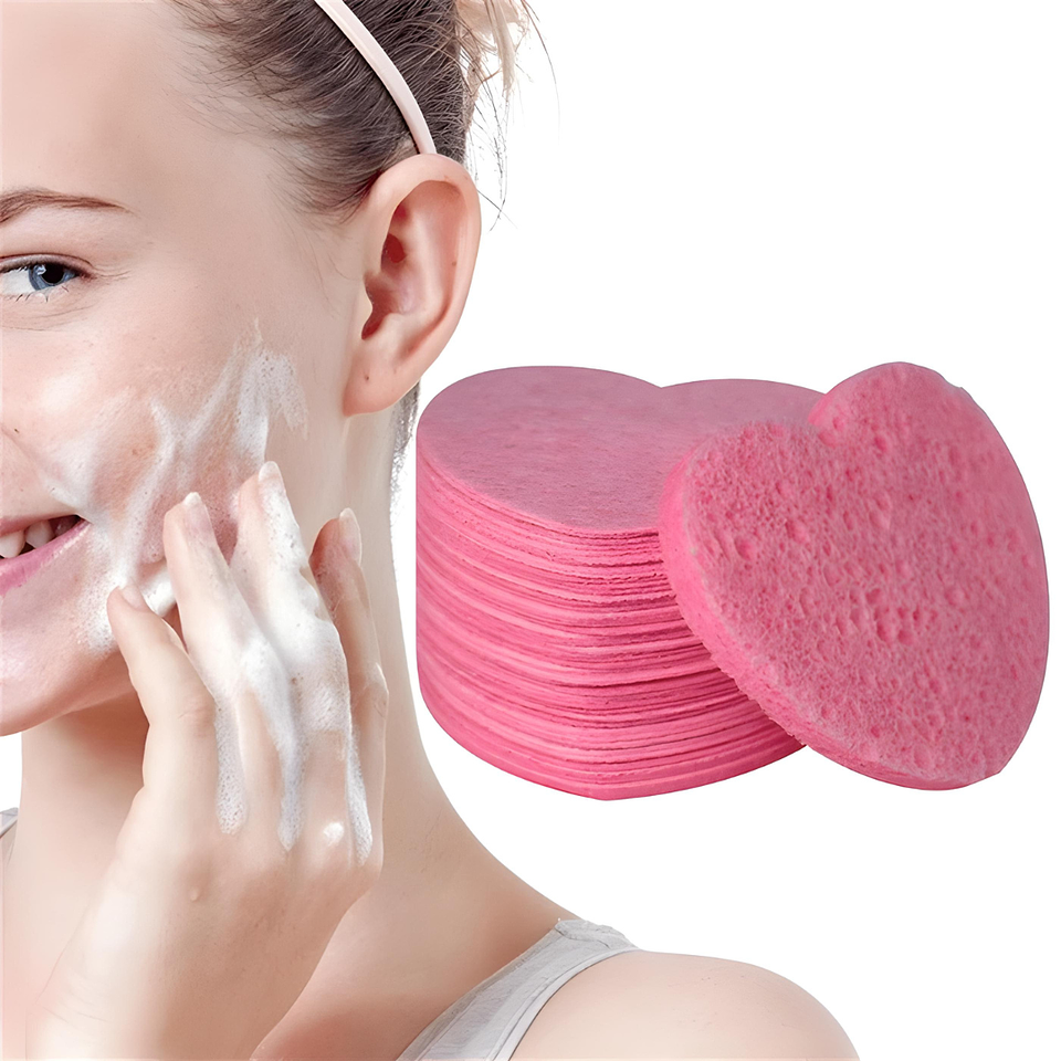 Esponjas x50 Limpieza Facial Comprimida En Forma De Corazón  2