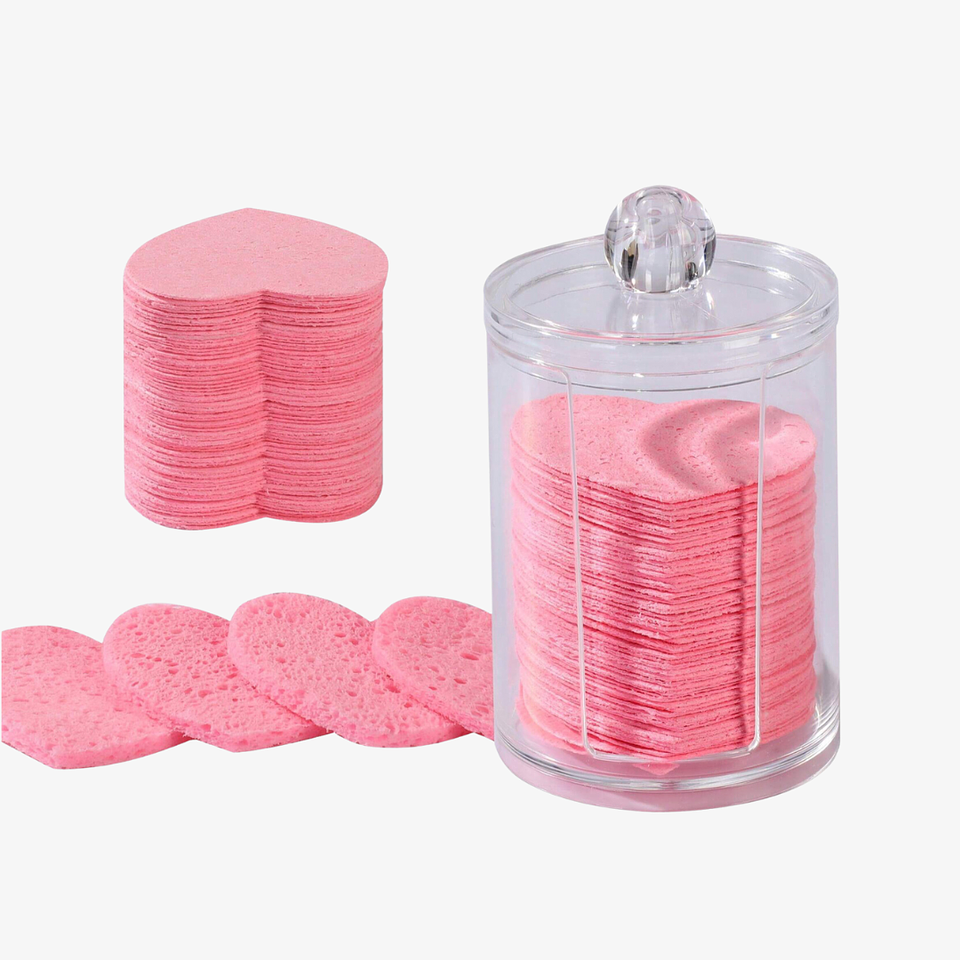 Esponjas x50 Limpieza Facial Comprimida En Forma De Corazón  3