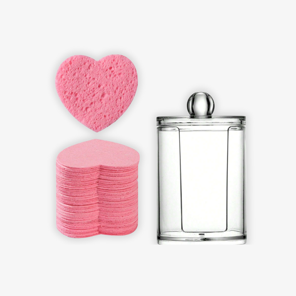 Esponjas x50 Limpieza Facial Comprimida En Forma De Corazón  1