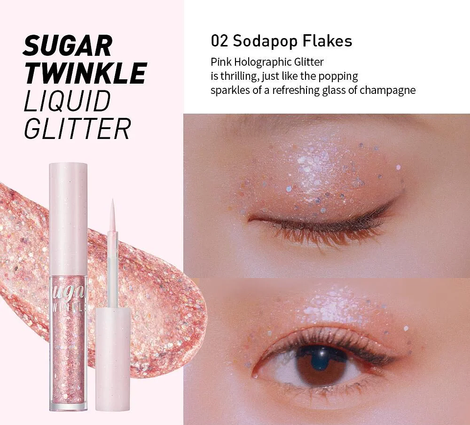 Delineador Sugar Twinkle Liquid Glitter 02 Soda Pop Flakes 2