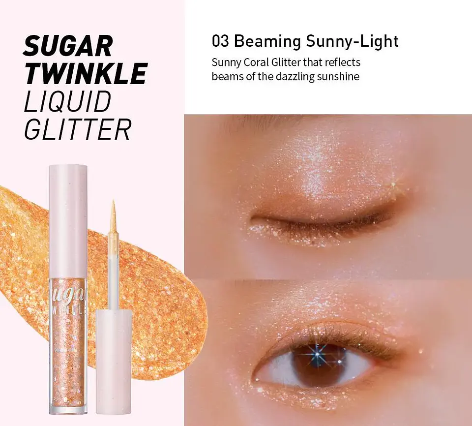 Delineador Sugar Twinkle Liquid Glitter 03 Beaming Sunny Light 2