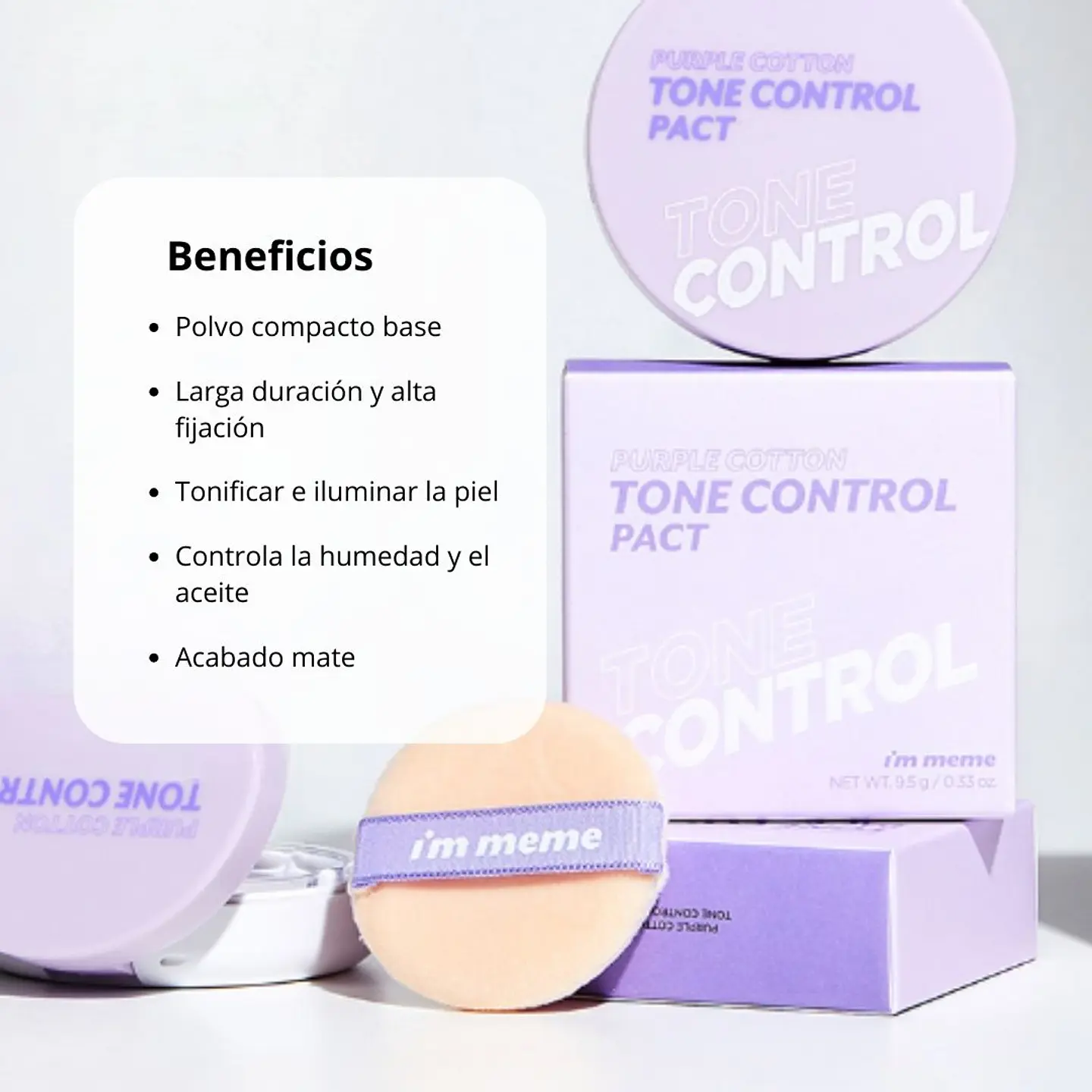 Purple Cotton Tone Control Pact 9.5g 2