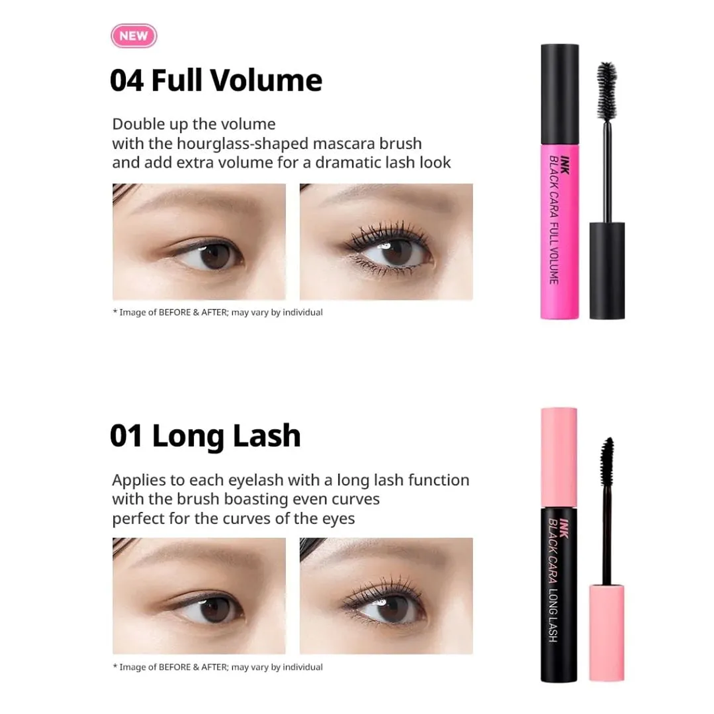 Ink Black Cara Máscara 01 Long Lash Curling 4