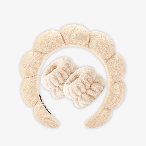 Juego de Diadema De Spa + Muñequeras Beige