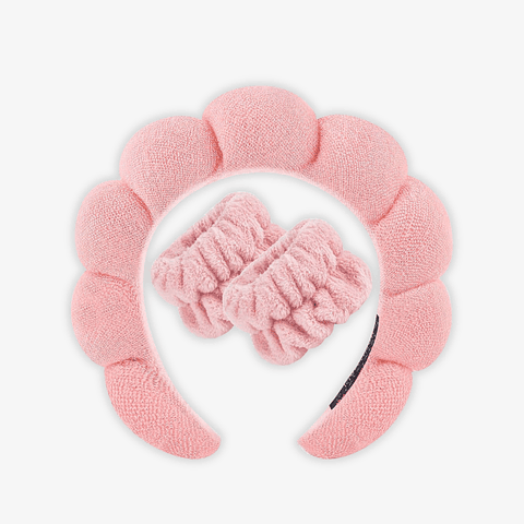 Juego de Diadema De Spa + Muñequeras Rosado