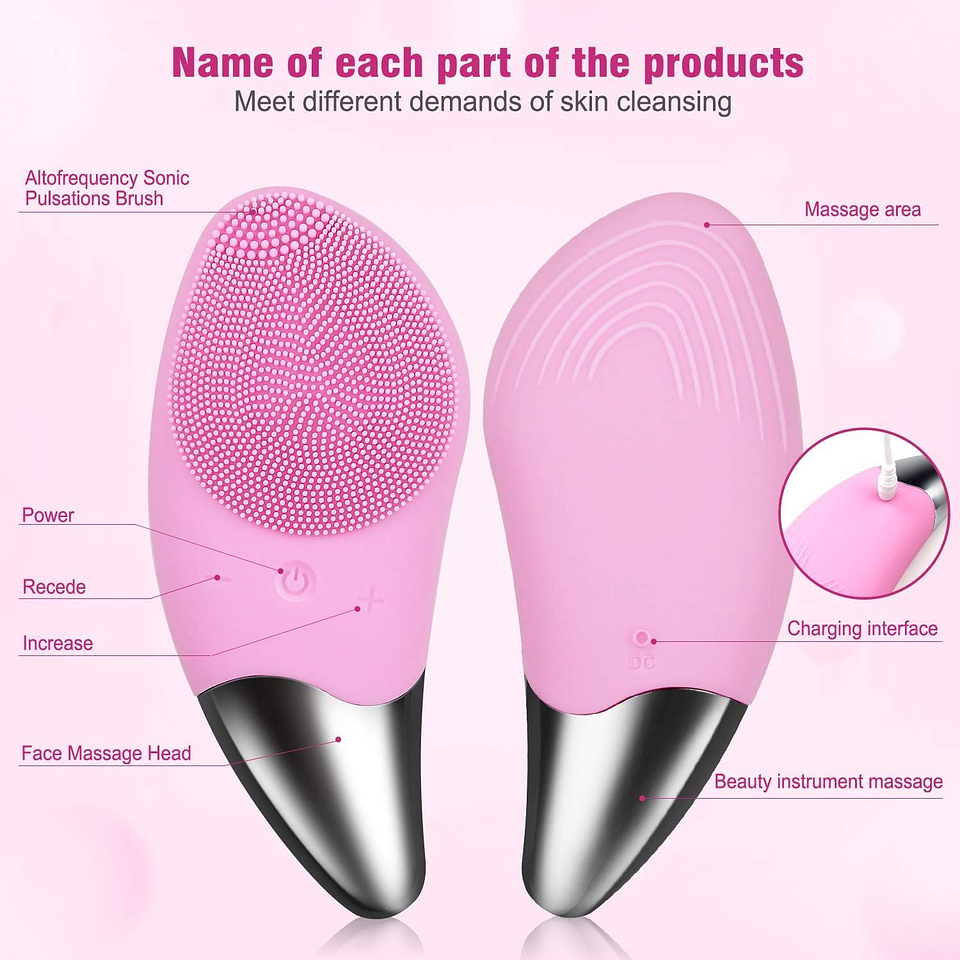 Masajeador Limpiador Facial Sonic Facial Brush Usb Fucsia 3