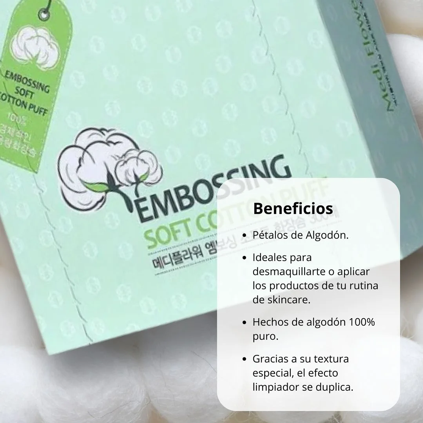 Pétalos de Algodón Embossing Soft Cotton Puff 3