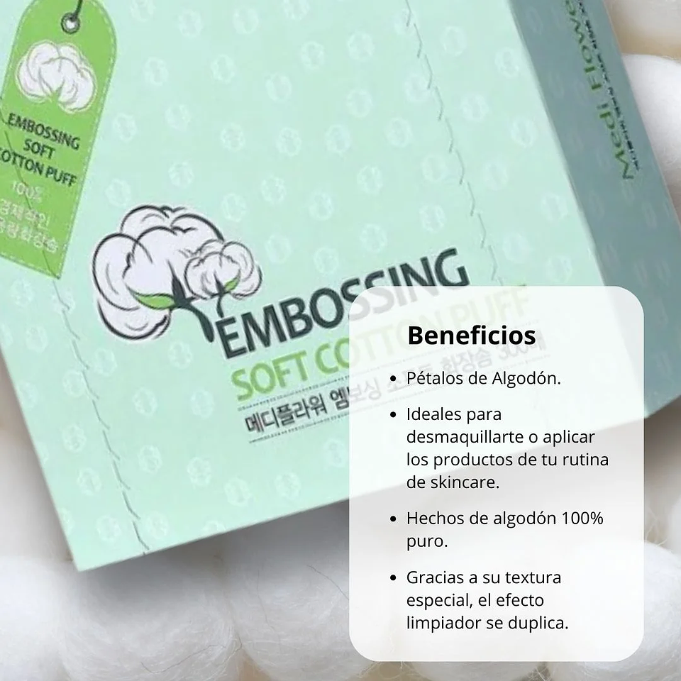 Pétalos de Algodón Embossing Soft Cotton Puff 3