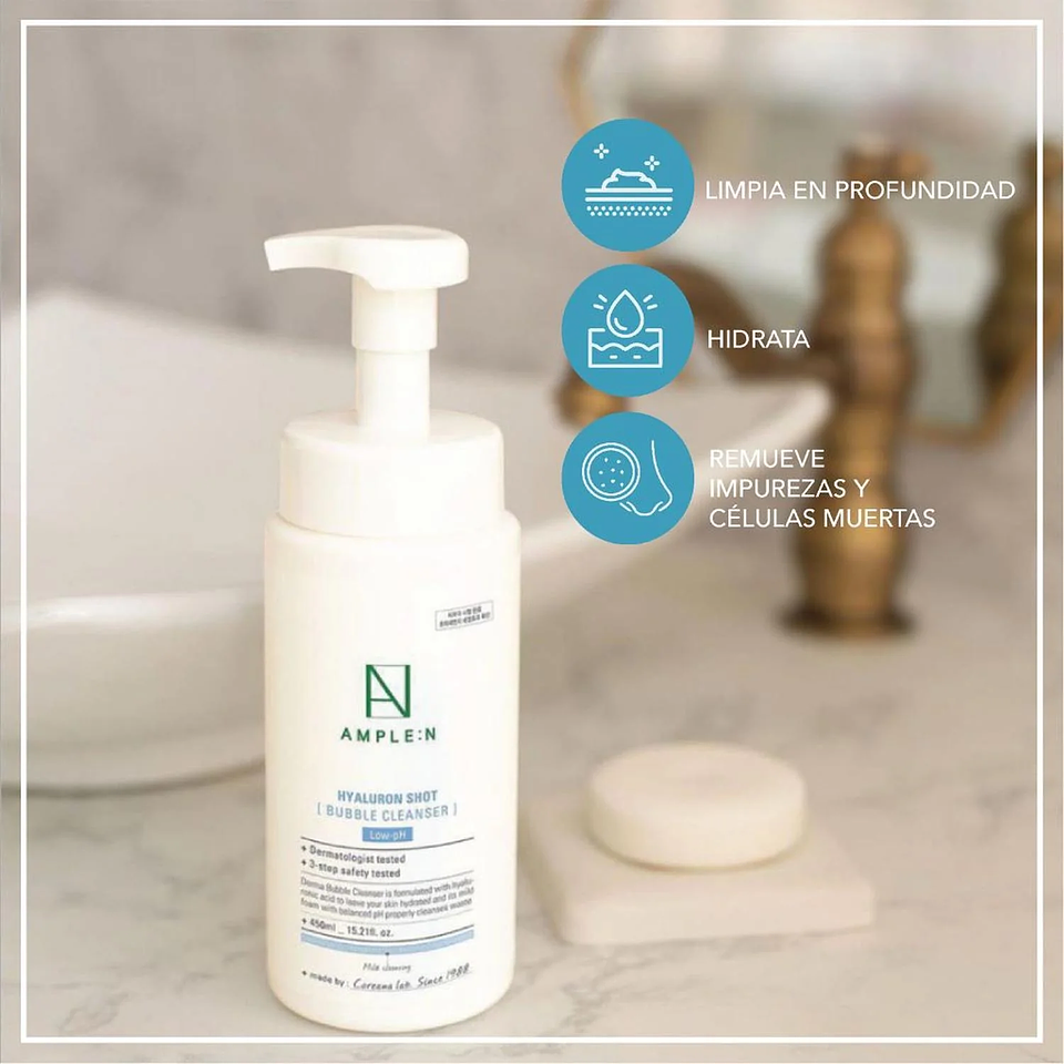 Limpiador Facial Espumoso Amplen Ácido Hialurónico 450ml 3