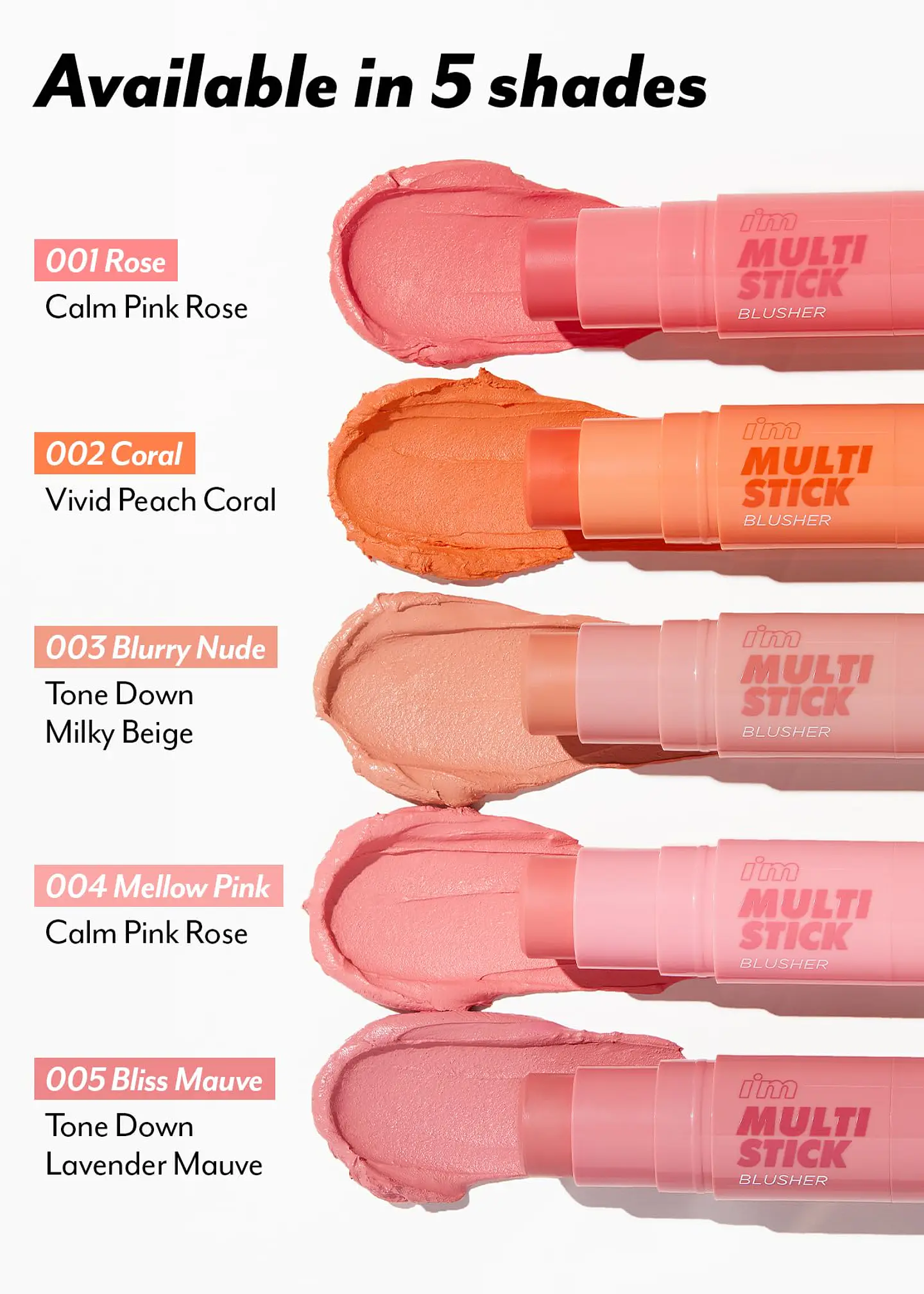 Rubor en Barra Multi Stick Blusher 001 Rose 7g 2