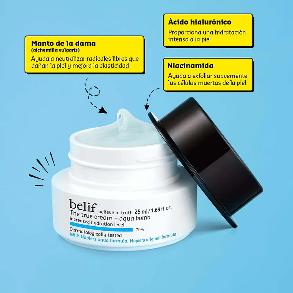 Crema Facial Hidratante en Gel Ligera Belif Aqua Bomb 25ml 3