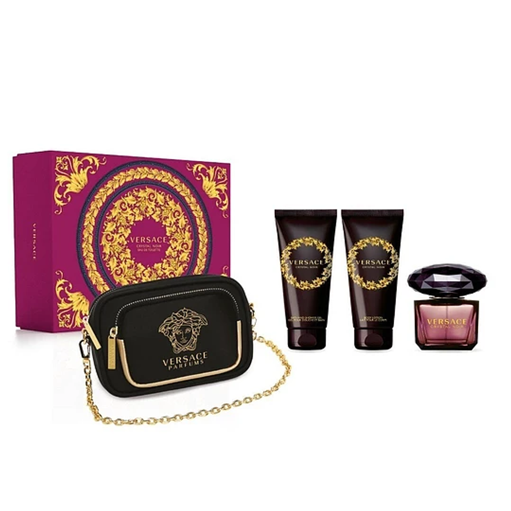 Set Versace Crystal Noir edt 90 ml + SG 100ml + BL 100ml + Clutch