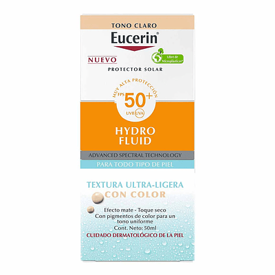 Eucerin Protector Solar FPS 50+ Hydro Fluid Con Color Tono Claro 50 ml