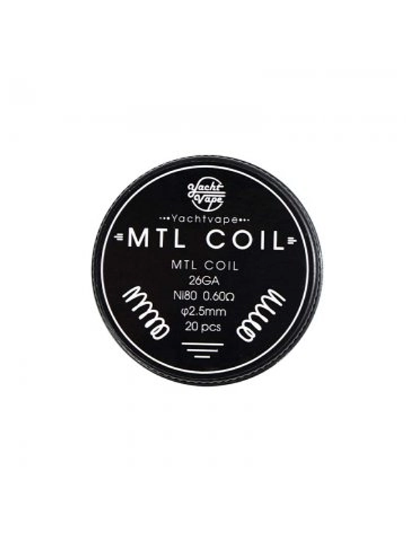 Mtl Coil 26GA ni80 0.6ohm - 2.5mm (20pcs) - Yachtvape