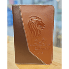 Funda para Biblia Tamaño Manual C/Cierre CaféOscuro/CaféClaro 
