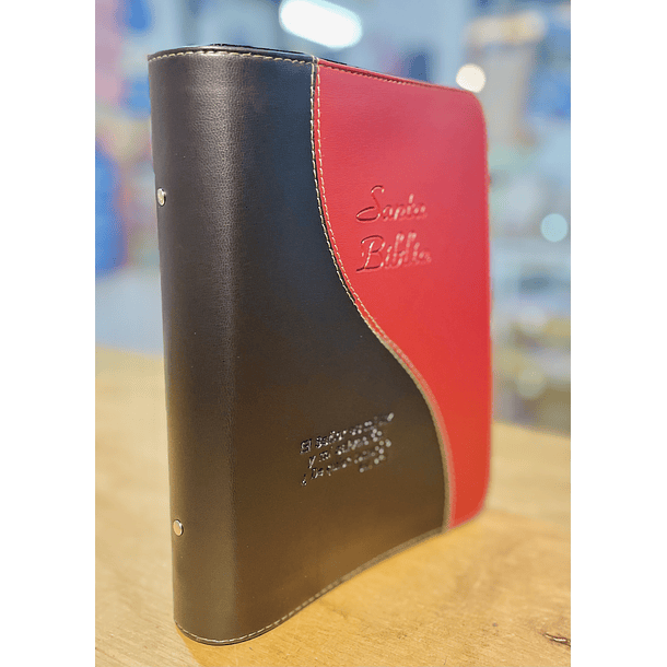 Funda para Biblia Tamaño Estudio C/Cierre Negro/Rojo 