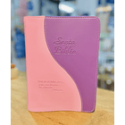 Funda para Biblia Tamaño Estudio C/Cierre Rosa/Lila 