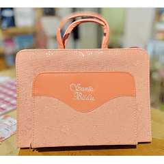 Funda "Canguro" para Biblia Tamaño Estudio Rosa/Coral Brillos