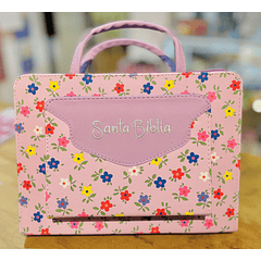 Funda "Canguro" para Biblia Tamaño Estudio Lila/Flores