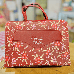 Funda "Canguro" para Biblia Tamaño Estudio Burdeo/Flores