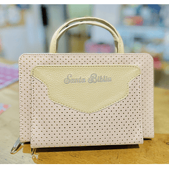 Funda "Canguro" para Biblia Tamaño Manual Crema/Brillos