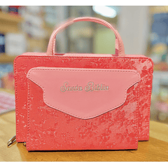 Funda "Canguro" para Biblia Tamaño Manual Rosa/Fucsia Brillos