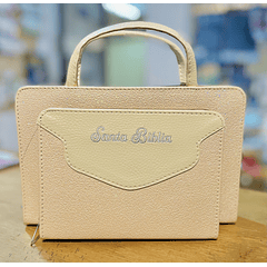 Funda "Canguro" para Biblia Tamaño Manual Crema/Brillos