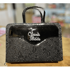 Funda "Canguro" para Biblia Tamaño Manual Negro Brillos