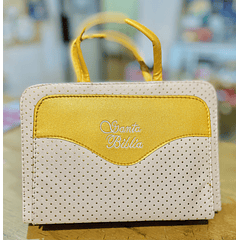 Funda "Canguro" para Biblia Tamaño Manual Crema/Dorado