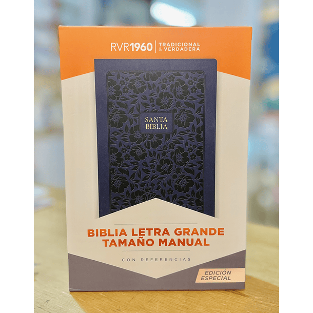 Biblia Tamaño Manual Letra Grande RVR60 Azul Marino 1