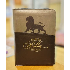 Biblia Compacta RVR60 Con Índice y Cierre León Negro/Gris