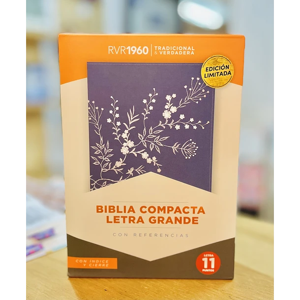 Biblia Compacta Letra Grande RVR60 Con Índice y Cierre Jeans 1