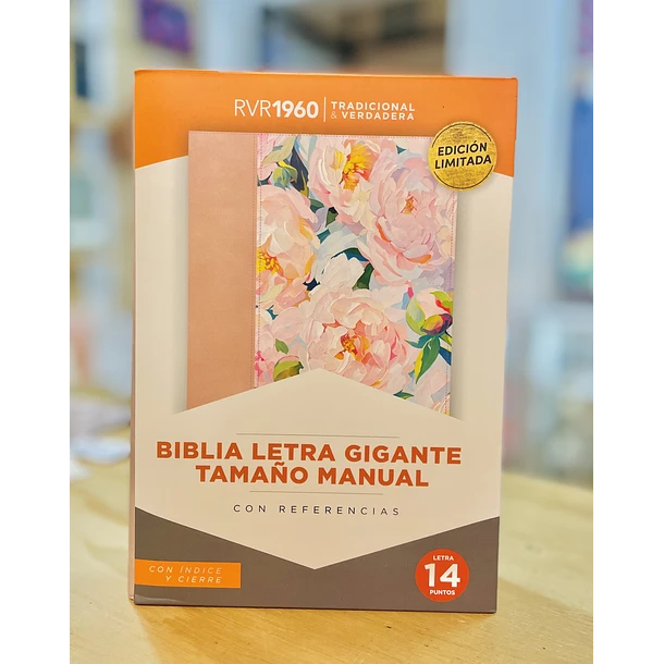 Biblia Tamaño Manual Letra Gigante RVR60 Con Índice y Cierre Floral 1