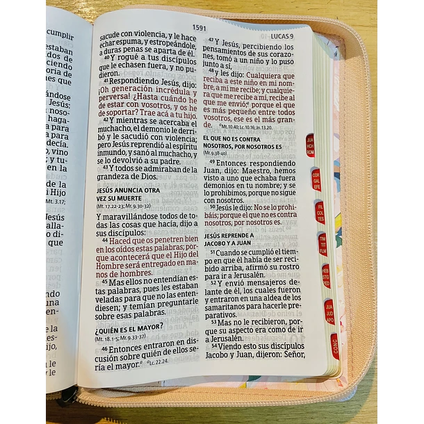 Biblia Tamaño Manual Letra Gigante RVR60 Con Índice y Cierre Floral 3