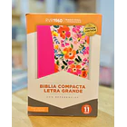 Biblia Compacta Letra Grande RVR60 Con Índice y Cierre Fucsia Floral 1