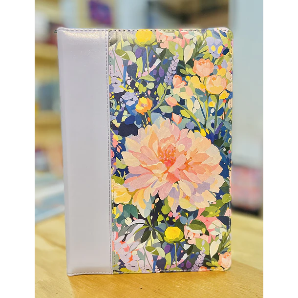 Biblia Letra Gigante Tamaño Manual RVR60 Con Cierre e Índice Celeste Floral 2