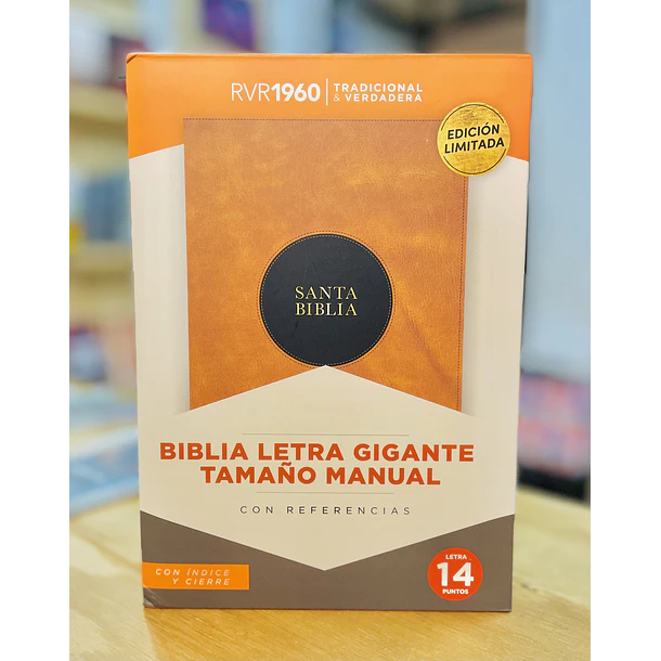 Biblia Tamaño Manual Letra Gigante RVR60 Con Índice y Cierre Café 1