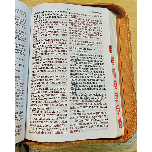 Biblia Tamaño Manual Letra Gigante RVR60 Con Índice y Cierre Café 2