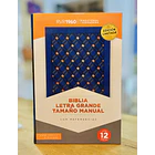 Biblia Tamaño Manual Letra Grande RVR60 Con Índice y Cierre Azul Marino 1