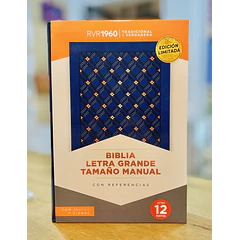 Biblia Tamaño Manual Letra Grande RVR60 Con Índice y Cierre Azul Marino