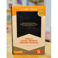 Biblia Tamaño Manual Letra Grande RVR60 Con Índice y Cierre Negro