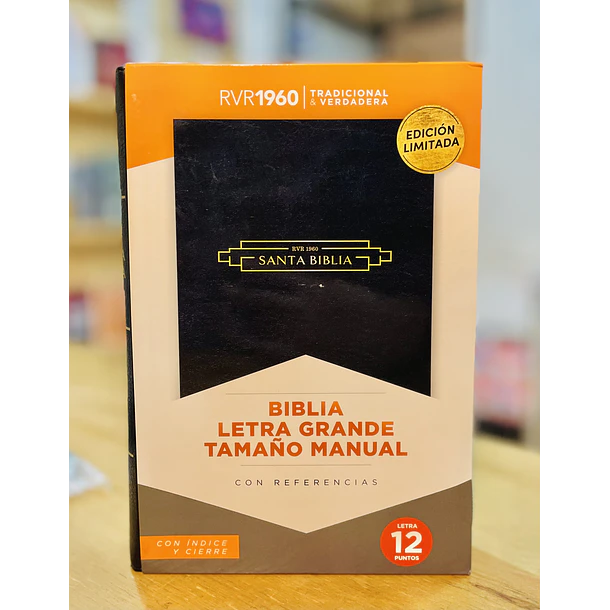 Biblia Tamaño Manual Letra Grande RVR60 Con Índice y Cierre Negro 1