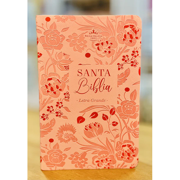 Biblia Tamaño Manual Letra Grande RVR60 Rosa Floral 1