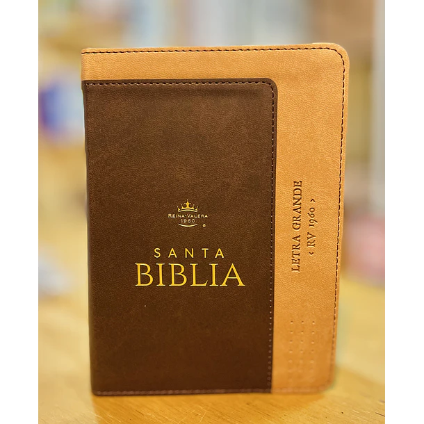 Biblia Letra Grande Tamaño Compacto RVR60 Bicolor Café 1