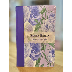 Biblia Tamaño Manual Letra Grande RVR60 Con Índice Morado/Floral